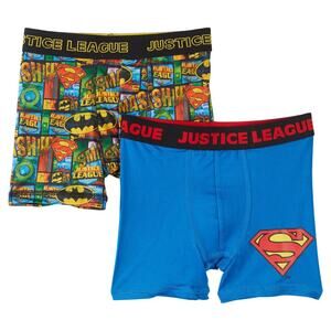 DC Justice League Boys 2-Pack Athletic Boxer Briefs Size 10 Superman Batman New